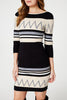 Black | Stripy 3/4 Sleeve Knit Dress