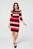 Red | Striped Pocket Detail Knit Dress