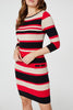 Red | Striped Pocket Detail Knit Dress