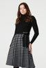 Black | Checked High Neck Knit Dress