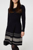 Black | Aztec Print Removable Rollneck Knit Dress
