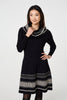 Black | Aztec Print Removable Rollneck Knit Dress
