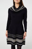 Black | Aztec Print Removable Rollneck Knit Dress
