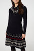 Black | Printed Removable Roll Neck Jumper Dress
