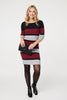 Red | Striped 3/4 Sleeve Knit Bodycon Short Dress
