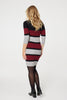 Red | Striped 3/4 Sleeve Knit Bodycon Short Dress
