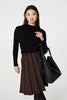 Black | Geo Print Tie Waist Pleated Midi Jumper Dress
