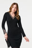 Black | Sparkle V-Neck Long Sleeve Mini Dress
