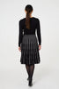 Black | Striped Pleat Skirt Knitted Midi Dress
