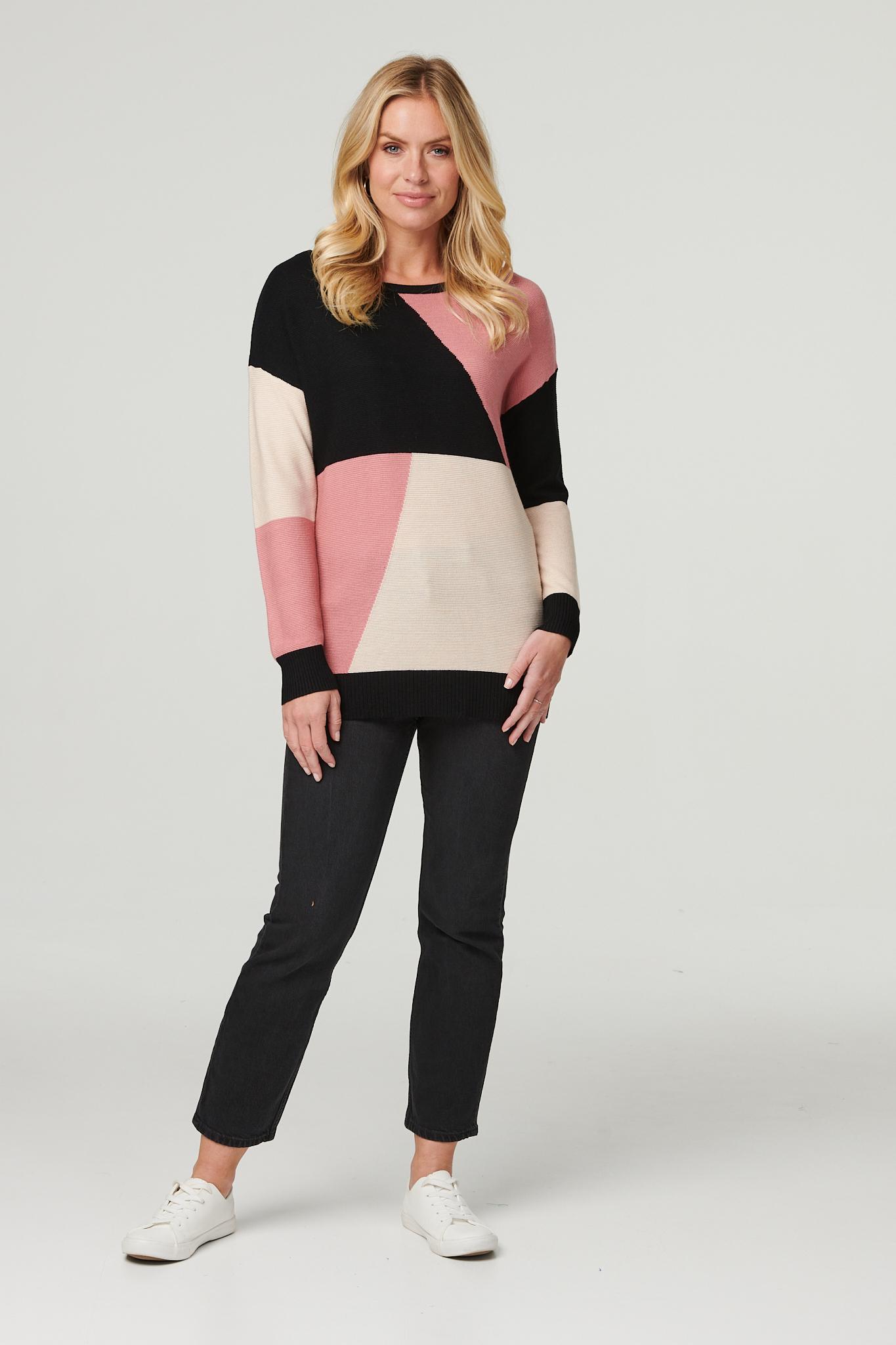 Graphic Colourblock Longline Jumper, Clothing Sale