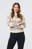 Cream | Textured Stripe Print High Neck Jumper
