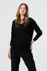 Black | Sequin Mesh V-Neck Knitted Top
