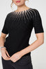 Black | Sequin Embellished Short Sleeve Knit Top
