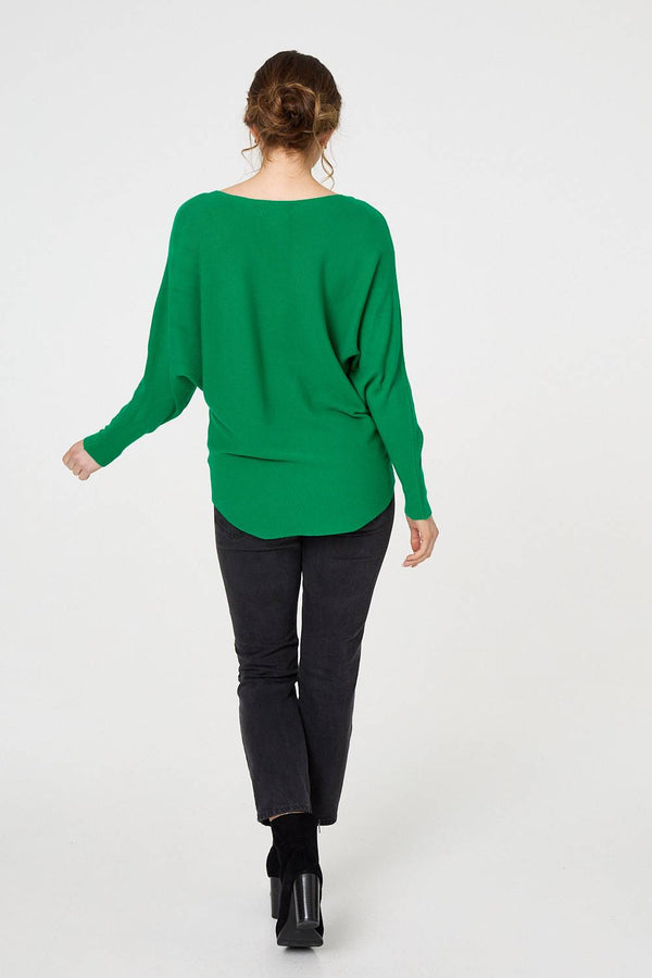 Green | Diamante Embroidered Long Sleeve Top
