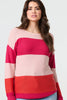 Pink | Striped Relaxed Knit Pullover
