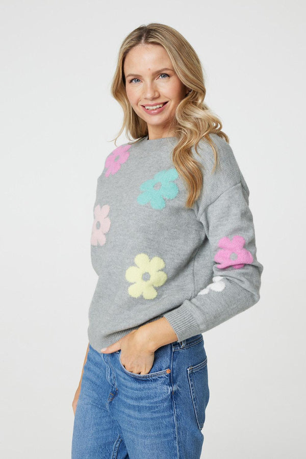 Floral Long Sleeve Knit Pullover