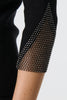 Black | Diamante Mesh Trim V-Neck Knit Top
