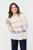 Ivory | Striped High Neck Boxy Jumper
