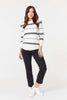 White | Stripe Print Long Sleeve Jumper 
