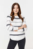 White | Stripe Print Long Sleeve Jumper 
