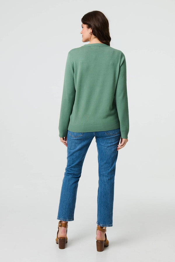 Sage | Floral Gemstone Embellished Jumper
