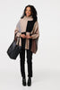 Beige | Colour Block Roll Neck Knitted Poncho
