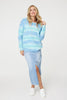 Blue | Striped Round Neck Relaxed Knit Jumper
