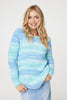 Blue | Striped Round Neck Relaxed Knit Jumper
