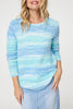 Blue | Striped Round Neck Relaxed Knit Jumper
