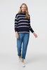 Navy | Striped Roll Neck Relaxed Jumper
