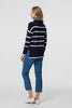 Navy | Striped Roll Neck Relaxed Jumper
