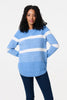 Blue | Stripe Print Relaxed Curve Hem Jumper
