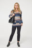 Blue | Striped V-Neck Long Sleeve Knit Jumper
