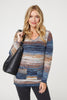 Blue | Striped V-Neck Long Sleeve Knit Jumper
