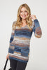 Blue | Striped V-Neck Long Sleeve Knit Jumper
