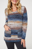 Blue | Striped V-Neck Long Sleeve Knit Jumper
