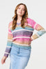 Pink | Striped V-Neck Relaxed Knit Jumper
