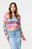 Pink | Striped V-Neck Relaxed Knit Jumper
