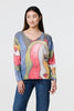 Blue | Abstract Print Long Sleeve Knit Jumper
