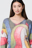 Blue | Abstract Print Long Sleeve Knit Jumper
