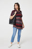 Red | Striped Cowl Neck Oversized Knit Top
