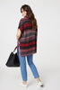 Red | Striped Cowl Neck Oversized Knit Top
