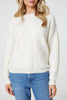 White | Dotted Knit Long Sleeve Jumper
