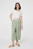 Green | Leaf Print Pleat-Front Wide Leg Culottes