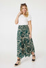 Green | Printed Shirred Waist Wide Leg Trousers