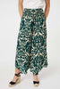 Green | Printed Shirred Waist Wide Leg Trousers