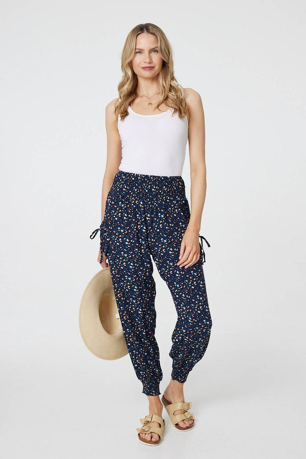 Blue | Ditsy Floral High Waist Harem Pants