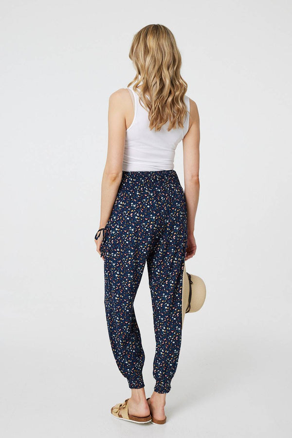 Blue | Ditsy Floral High Waist Harem Pants