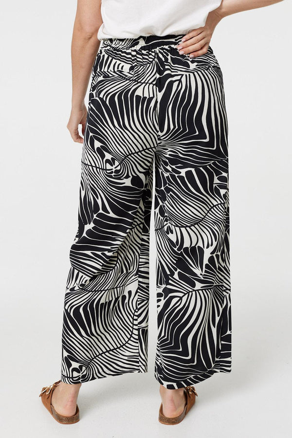 Black And White | Printed High Waisted Wide Leg Trousers
