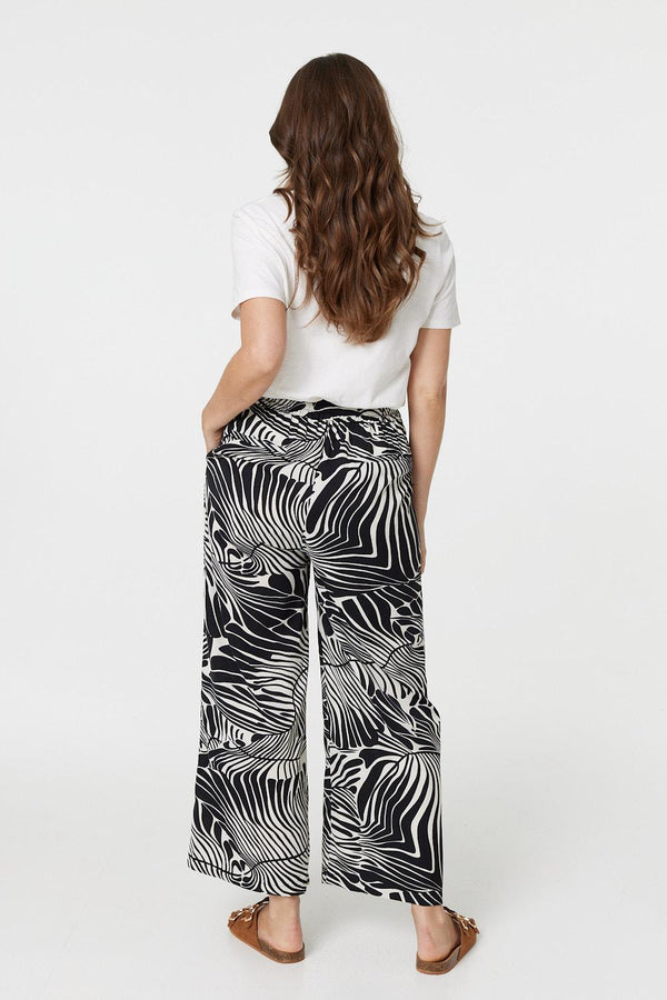 Black And White | Printed High Waisted Wide Leg Trousers
